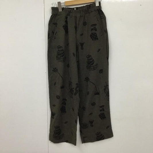 ニコアンド niko and... パンツ スラックス T203DL04SW プリントゆるパンツ リネン M 総柄 カーキ / カーキ /  レディース USED 古着 中古 10129297