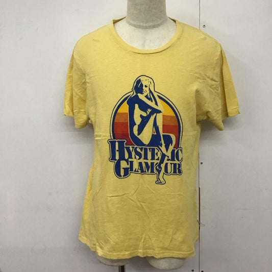 ヒステリックグラマー HYSTERIC GLAMOUR Tシャツ 半袖 半袖カットソー プリントTシャツ クルーネックカットソー L ロゴ、文字 黄 / イエロー /  メンズ USED 古着 中古 10124355