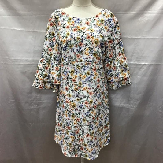 ザラベーシック ZARA BASIC ワンピース ひざ丈スカート 半袖ワンピース フレアスカート ひざ丈 フリル袖 XS プリント マルチカラー / マルチカラー /  レディース USED 古着 中古 10117977