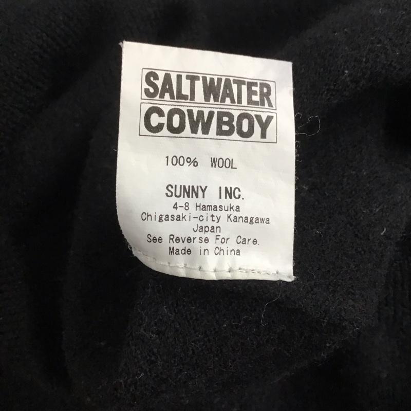 ソルトウォーターカウボーイ SALTWATER COWBOY ニット、セーター 長袖 長袖ニットカットソー クルーネック セーター M ロゴ、文字 黒 / ブラック /  メンズ USED 古着 中古 10145644