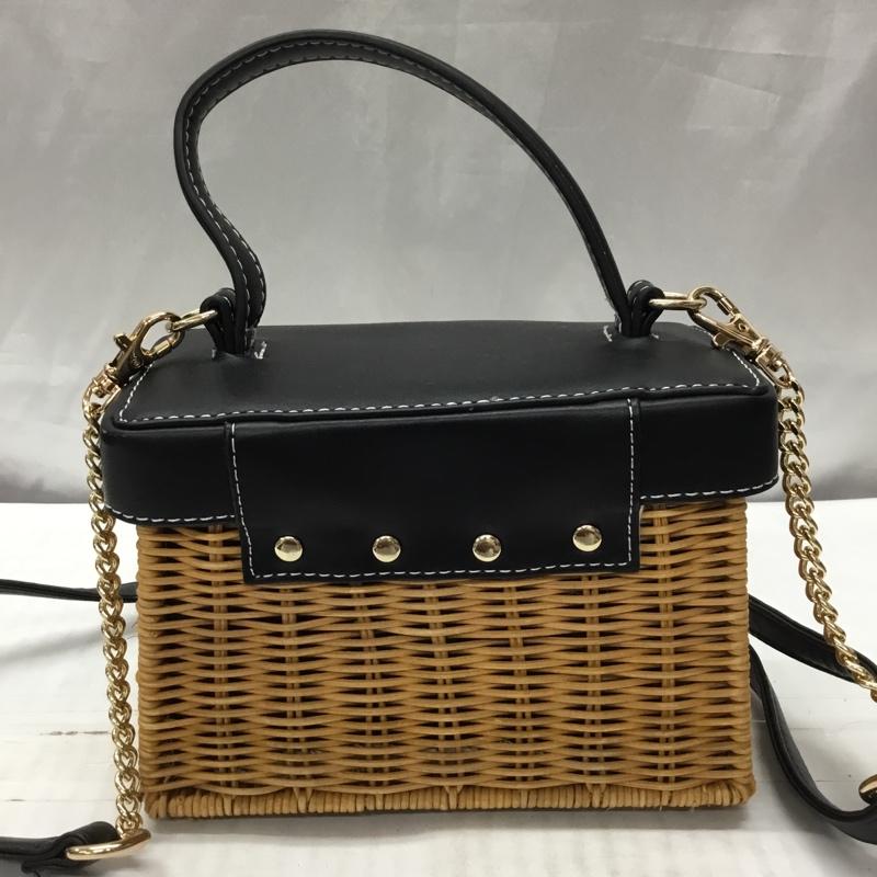 ザラ ZARA ハンドバッグ ハンドバッグ 6357 711 202 カゴ ショルダー 2WAY 無地 黒 / ブラック / X ベージュ / ベージュ /  レディース USED 古着 中古 10117638