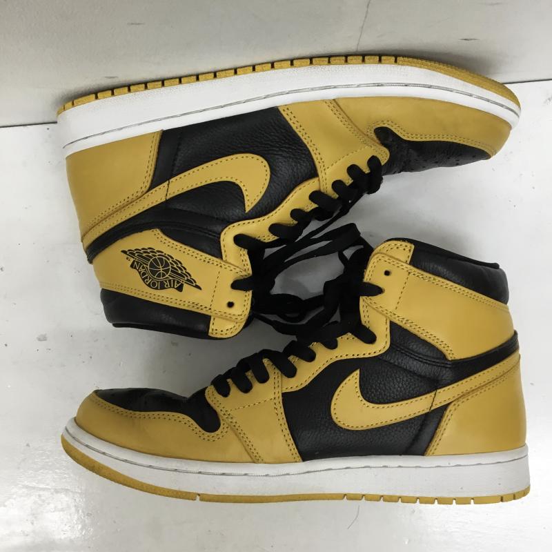 ナイキ NIKE スニーカー スニーカー 555088-701 Air Jordan 1 High OG Pollen 27.0cm ロゴ、文字 黒 / ブラック / X 黄 / イエロー /  メンズ USED 古着 中古 10142847
