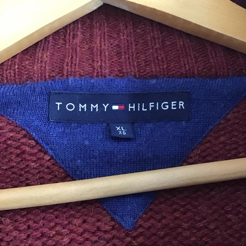 トミーヒルフィガー TOMMY HILFIGER ニット、セーター 長袖 長袖ニットカーディガン ジップアップニットカーディガン アウター XL プリント マルチカラー / マルチカラー /  メンズ USED 古着 中古 10138595