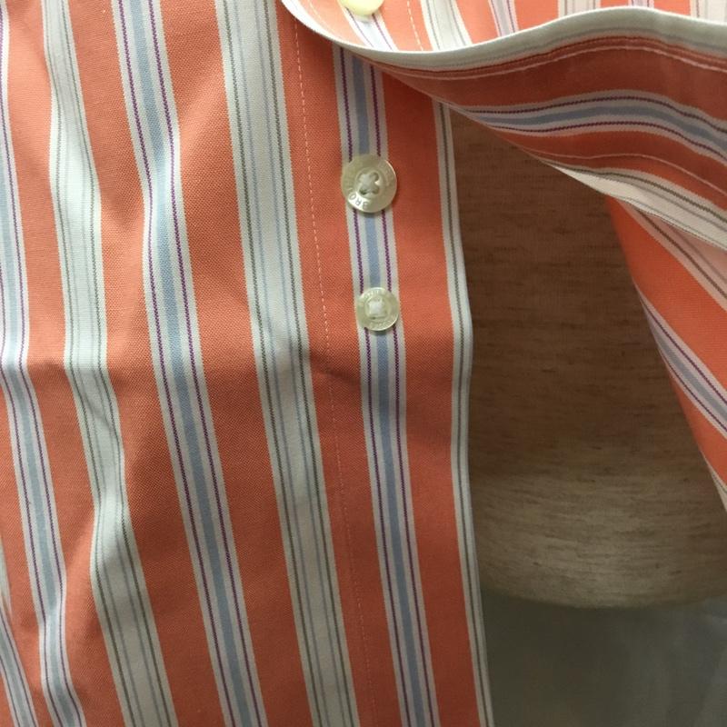 ブルックスブラザーズ BROOKS BROTHERS シャツ、ブラウス 長袖 ボタンダウン 胸ポケット ノーアイロン M ストライプ 白 / ホワイト / X 橙 / オレンジ / X 水色 / ライトブルー /  メンズ USED 古着 中古 10111377