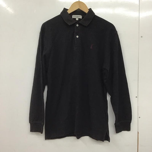 イヴサンローラン Yves Saint Laurent カットソー 長袖 長袖ポロシャツ 長袖カットソー カラーシャツ M ロゴ、文字 黒 / ブラック /  メンズ USED 古着 中古 10144967
