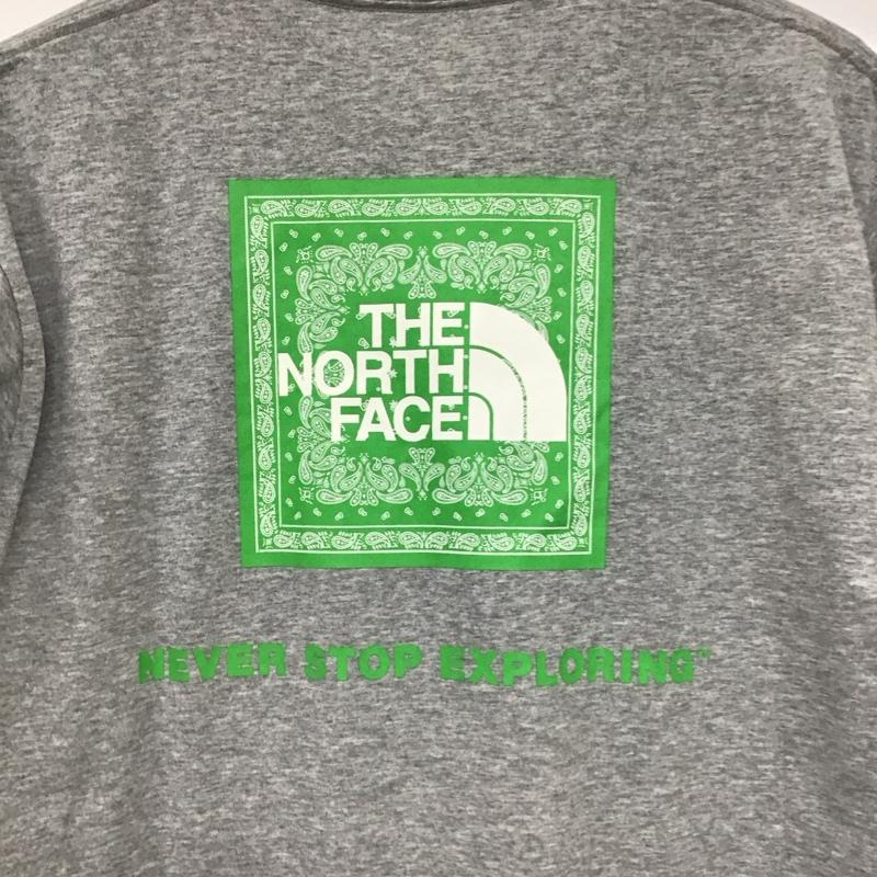 ザノースフェイス THE NORTH FACE Tシャツ 半袖 nt32108 バンダナスクエアロゴ プリントTシャツ L ロゴ、文字 灰 / グレー /  メンズ USED 古着 中古 10150991