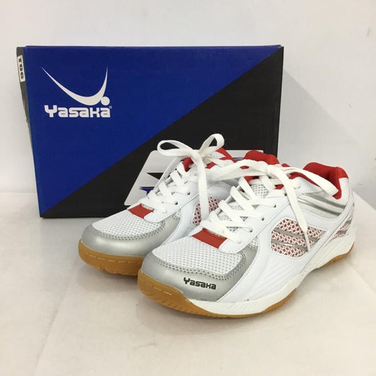 ヤサカ YASAKA スニーカー スニーカー E-200 ジェット インパクト 卓球シューズ 25cm 箱有 25.0cm ロゴ、文字 白 / ホワイト / X 赤 / レッド /  レディース USED 古着 中古 10147913