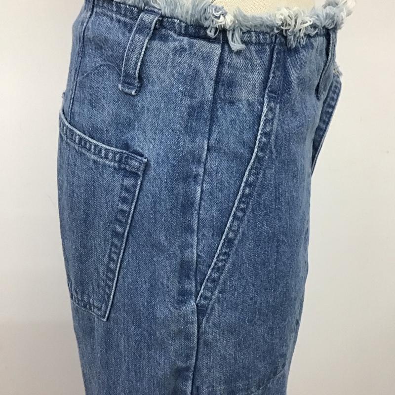 ローリーズファーム LOWRYS FARM パンツ デニム、ジーンズ LF517034AD 裾フリンジ ワイドパンツ M 無地 青 / ブルー /  レディース USED 古着 中古 10120868