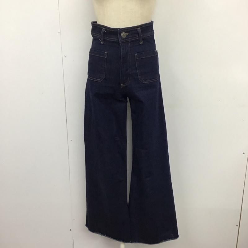 ザラ ZARA パンツ デニム、ジーンズ 9632 250 407 ハイウエスト ワイドパンツ ストレッチ 無地 インディゴ / インディゴ /  レディース USED 古着 中古 10120410