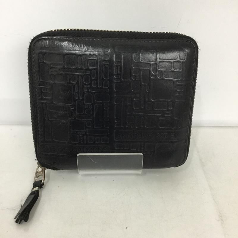 コムデギャルソン COMME des GARCONS 財布 二つ折り ラウンドファスナー ロゴ、文字 黒 / ブラック /  メンズ USED 古着 中古 10130243