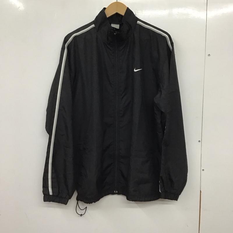 ナイキ NIKE ジャケット、上着 ジャケット、ブレザー ジップアップナイロンジャケット スタンドネックジャケット スポーツウェア L ロゴ、文字 黒 / ブラック /  メンズ USED 古着 中古 10136796