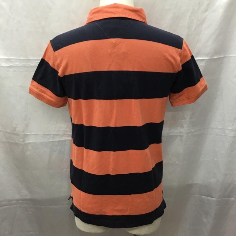 トミーヒルフィガー TOMMY HILFIGER ポロシャツ 半袖 タグ付き L ボーダー柄 橙 / オレンジ / X 紺 / ネイビー /  メンズ USED 古着 中古 10112872
