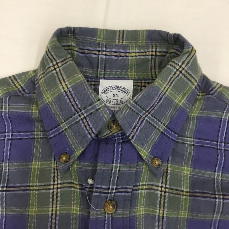 ブルックスブラザーズ BROOKS BROTHERS シャツ、ブラウス 長袖 ネルシャツ XS チェック 青 / ブルー / X 緑 / グリーン / X 黄 / イエロー / X 黒 / ブラック /  メンズ USED 古着 中古 10130237