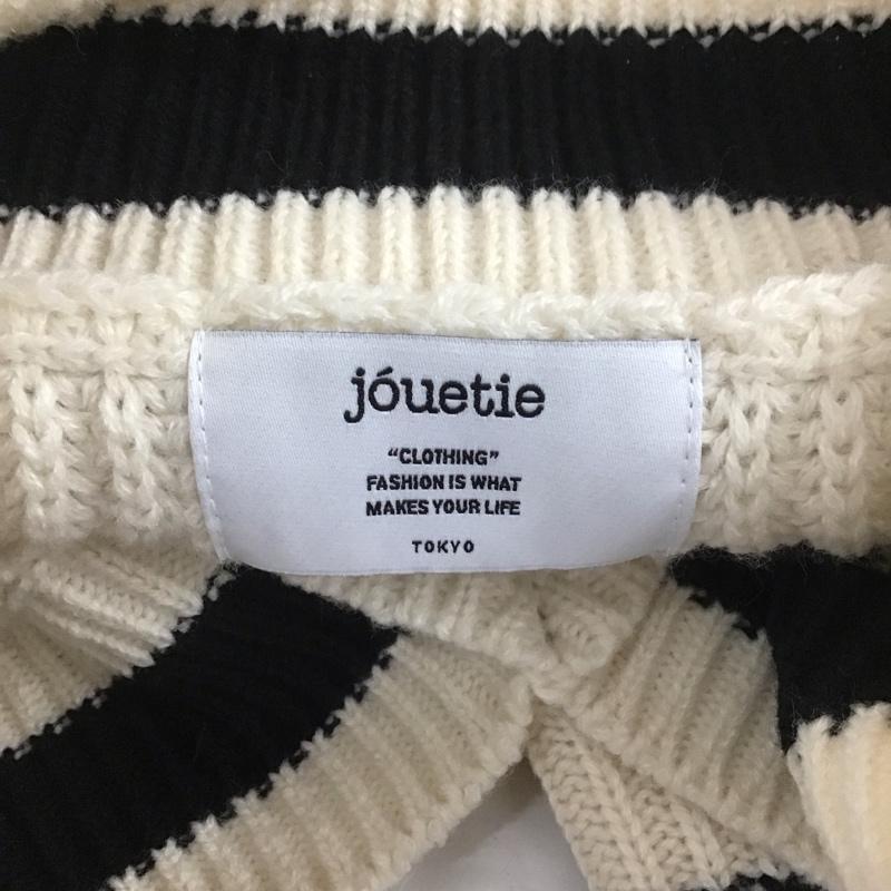 ジュエティ jouetie ニット、セーター 長袖 082160300601-02 ラインニット Vネック M  アイボリー / アイボリー / X 黒 / ブラック /  レディース USED 古着 中古 10108277