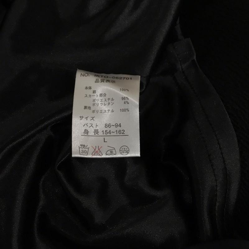 イッカ ikka ワンピース ひざ丈スカート 七分袖 スウェット切替 L 無地 黒 / ブラック /  レディース USED 古着 中古 10119256