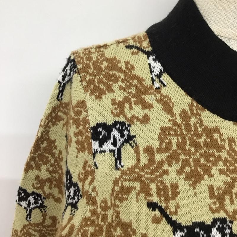 ジーユー GU ニット、セーター 長袖 gu×undercover コラボ 長袖ニットカットソー ショート丈ニットカットソー S プリント ベージュ / ベージュ /  レディース USED 古着 中古 10108830