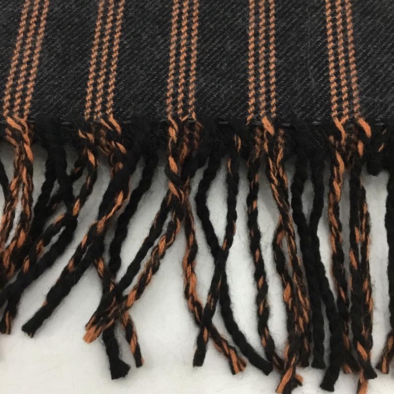 ビームス BEAMS マフラー マフラー フリンジ ストライプ 黒 / ブラック / X 橙 / オレンジ /  メンズ USED 古着 中古 10130580