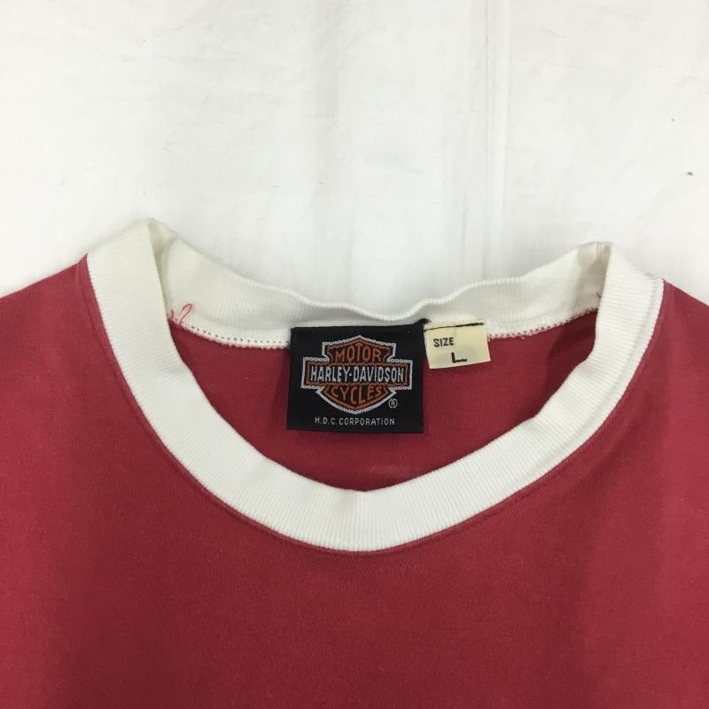 ハーレーダビッドソン Harley-Davidson Tシャツ 半袖 リンガーTシャツ L プリント 白 / ホワイト / X 赤 / レッド / X 青 / ブルー / X 黒 / ブラック /  メンズ USED 古着 中古 10128855