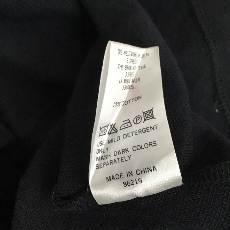 アディダス adidas ポロシャツ 長袖 半袖ポロシャツ 半袖カットソー カラーシャツ L ロゴ、文字 黒 / ブラック /  メンズ USED 古着 中古 10130638