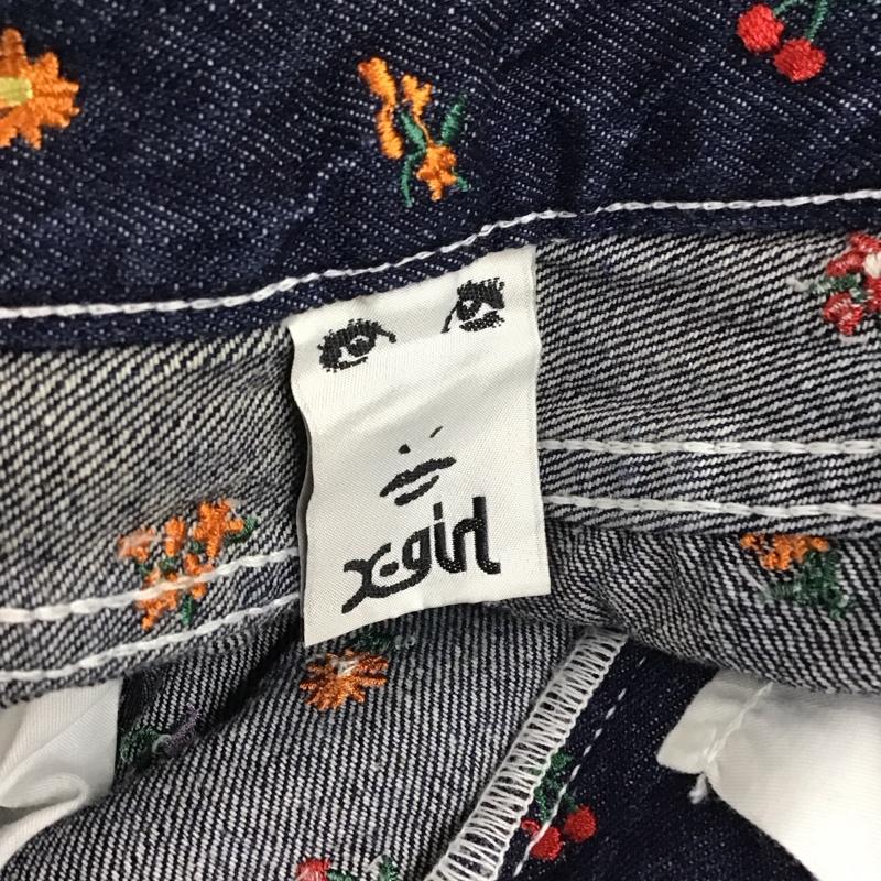 エックスガール X-girl パンツ デニム、ジーンズ デニムパンツ ストレートパンツ ワイドパンツ 刺繍 1 刺繍 マルチカラー / マルチカラー /  レディース USED 古着 中古 10118581