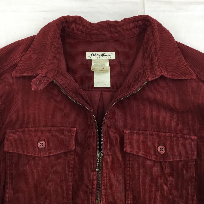 エディーバウアー Eddie Bauer シャツ、ブラウス 長袖 ハーフジップ　コーデュロイシャツ M 無地 赤 / レッド /  メンズ USED 古着 中古 10137795