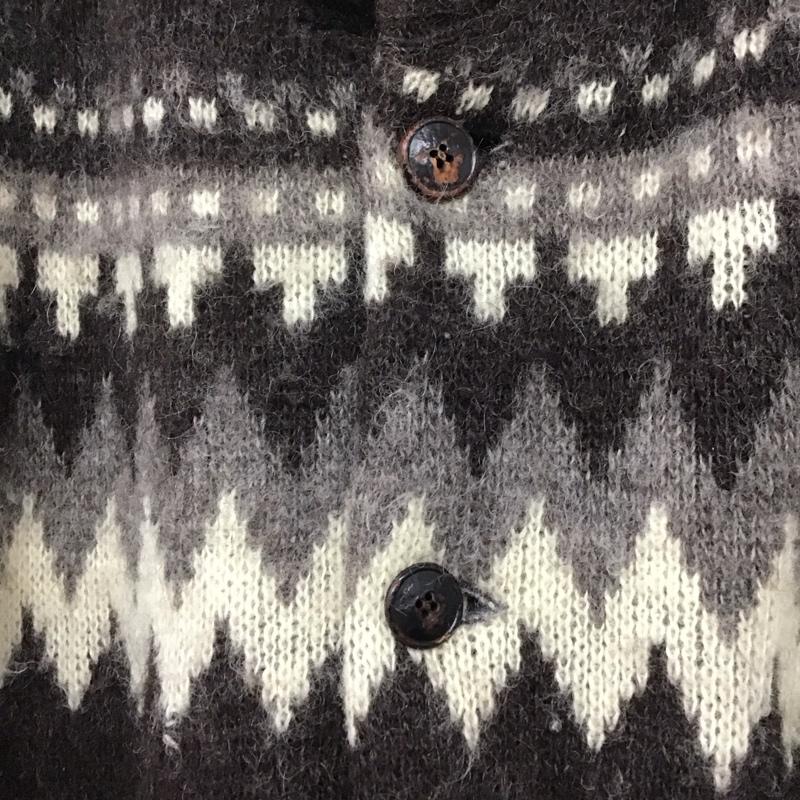 古着 USED カーディガン 長袖 長袖ニットカーディガン 前開ニット 古着 L プリント 茶 / ブラウン /  メンズ USED 古着 中古 10143421