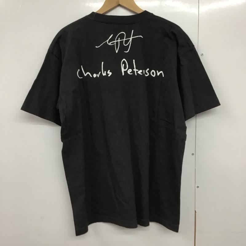 ビオトープ BIOTOP Tシャツ 半袖 半袖カットソー プリントTシャツ クルーネックカットソー charlespeterson XL プリント 黒 / ブラック /  メンズ USED 古着 中古 10141730