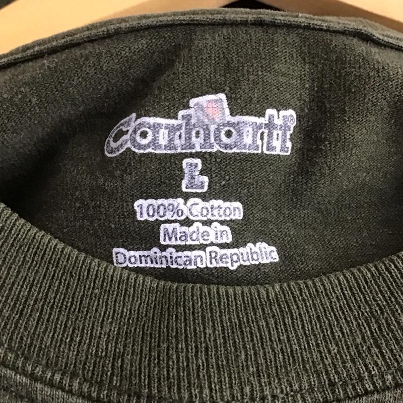 カーハート Carhartt Tシャツ 半袖 半袖カットソー プリントTシャツ クルーネックカットソー L 無地 カーキ / カーキ /  メンズ USED 古着 中古 10128662