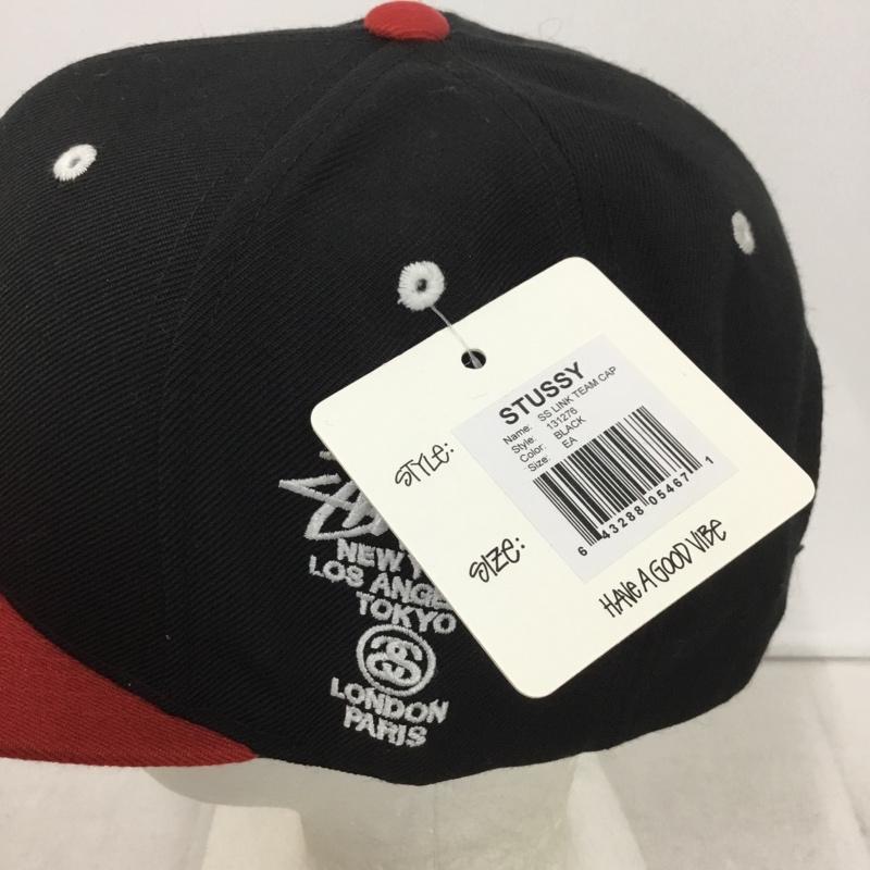 ステューシー STUSSY 帽子 キャップ SS LINK TEAM CAP ロゴ、文字 黒 / ブラック / X 赤 / レッド /  メンズ USED 古着 中古 10146885