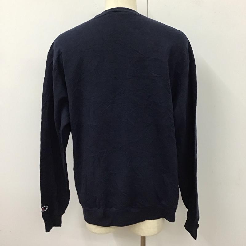 チャンピオン Champion カットソー 長袖 長袖カットソー クルーネックカットソー ロングスリーブカットソー プリントTシャツ XXL ロゴ、文字 紺 / ネイビー /  メンズ USED 古着 中古 10118256