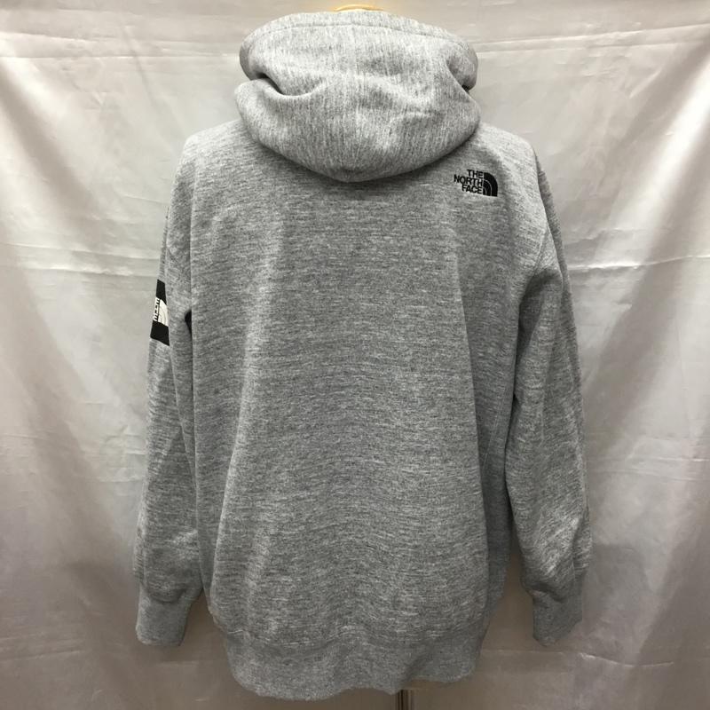 ザノースフェイス THE NORTH FACE トレーナー 長袖 nt61835 スクエアロゴフーディープルオーバーパーカー 長袖スウェット XL ロゴ、文字 灰 / グレー /  メンズ USED 古着 中古 10116115