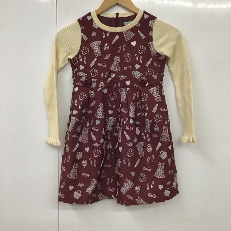 トッカ TOCCA ワンピース ひざ丈スカート OPT8HW0133 長袖 リブニット タグ付き キッズ 130cm 130cm  えんじ / ワインレッド /  ガールズ USED 古着 中古 10114760