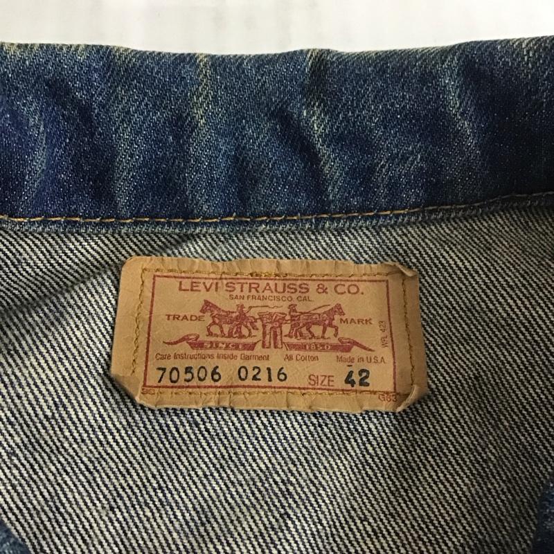 リーバイス Levi s ジャケット、上着 ジャケット、ブレザー 80S USA製 70506 Gジャン デニムジャケット アウター 42 無地 インディゴ / インディゴ /  メンズ USED 古着 中古 10110379
