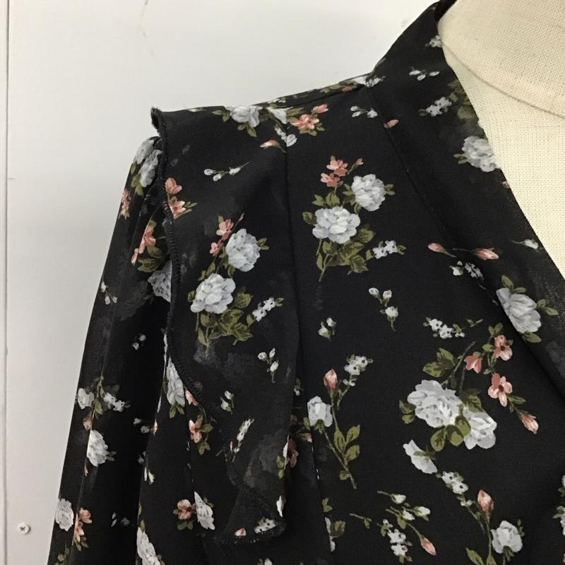 マジェスティックレゴン MAJESTIC LEGON ワンピース ロングスカート 1096065223 ボウタイプリーツフラワーワンピ M 総柄 X 花柄 黒 / ブラック /  レディース USED 古着 中古 10121184