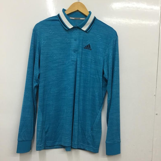 アディダス adidas ポロシャツ 長袖 EH3640 タグ付き L ロゴ、文字 水色 / ライトブルー /  メンズ USED 古着 中古 10135697