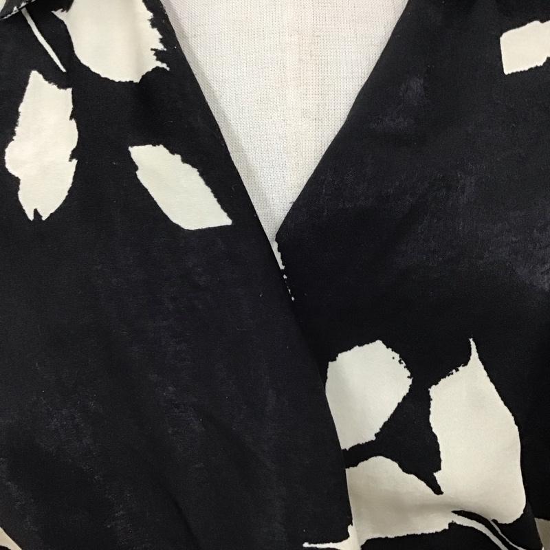 ザラ ZARA ワンピース ロングスカート 9621 261 093 カシュクール 長袖 XS 総柄 黒 / ブラック / X アイボリー / アイボリー /  レディース USED 古着 中古 10123186