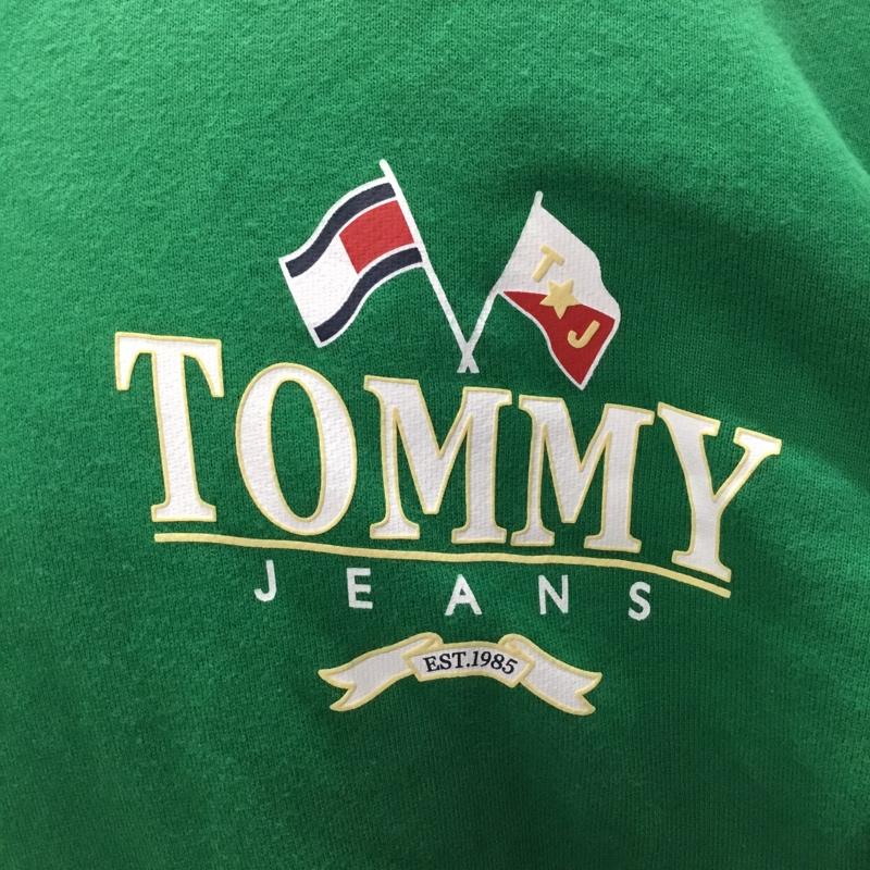 トミー ジーンズ TOMMY JEANS パーカー 長袖 長袖パーカー フード付きパーカー プリントスウェット トレーナー M ロゴ、文字 緑 / グリーン /  メンズ USED 古着 中古 10122397