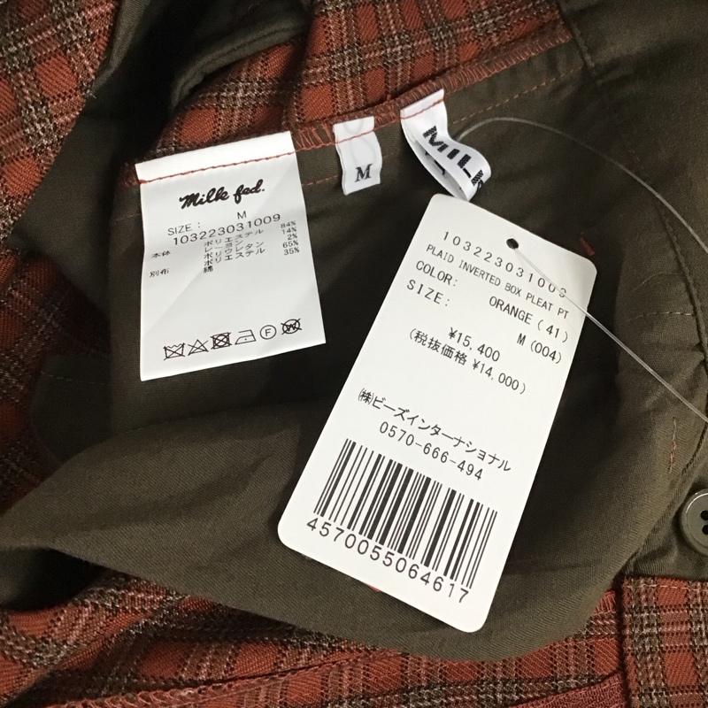 ミルクフェド MILKFED. パンツ スラックス 103223031009 PLAID INVERTED BOX PLEAT PANTS M チェック 橙 / オレンジ /  レディース USED 古着 中古 10134235