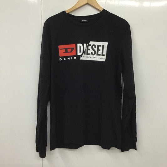 ディーゼル DIESEL カットソー 長袖 長袖カットソー プリントカットソー クルーネック XL ロゴ、文字 黒 / ブラック /  メンズ USED 古着 中古 10130288