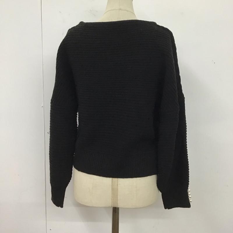 ダブルクローゼット w closet ニット、セーター 長袖 長袖ニットカットソー ニット セーター ワイドネックニット FREE 無地 黒 / ブラック /  レディース USED 古着 中古 10124338