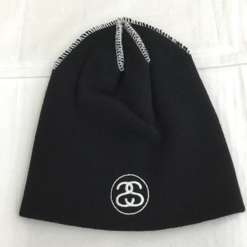 ステューシー STUSSY 帽子 ニット帽 SKULLCAP EXPOSED STITCH FREE ロゴ、文字 黒 / ブラック /  メンズ USED 古着 中古 10136540