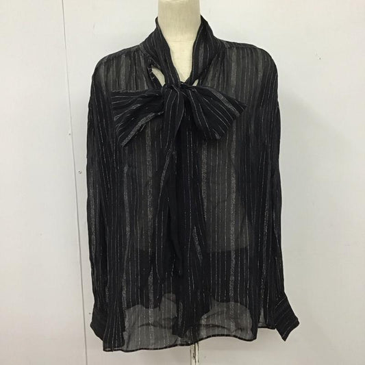 ザラ ZARA シャツ、ブラウス 長袖 長袖シャツ ストライプシャツ リボンカラーシャツ M ストライプ 黒 / ブラック /  レディース USED 古着 中古 10125165