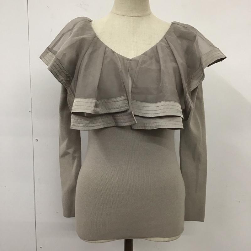 スナイデル SNIDEL カットソー 長袖 swnt231013 シアーフリルカラーニットプルオーバー 長袖カットソー 無地 灰 / グレー /  メンズ USED 古着 中古 10120105