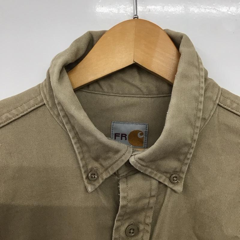 カーハート Carhartt シャツ、ブラウス 長袖 長袖シャツ 無地シャツ カラーシャツ ボタンダウンシャツ L ロゴ、文字 ベージュ / ベージュ /  メンズ USED 古着 中古 10143419