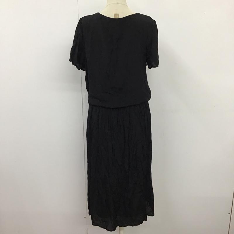 グローブ grove ワンピース ロングスカート 半袖ロングワンピース フレアスカート 切り替えワンピース L 無地 黒 / ブラック /  レディース USED 古着 中古 10116942