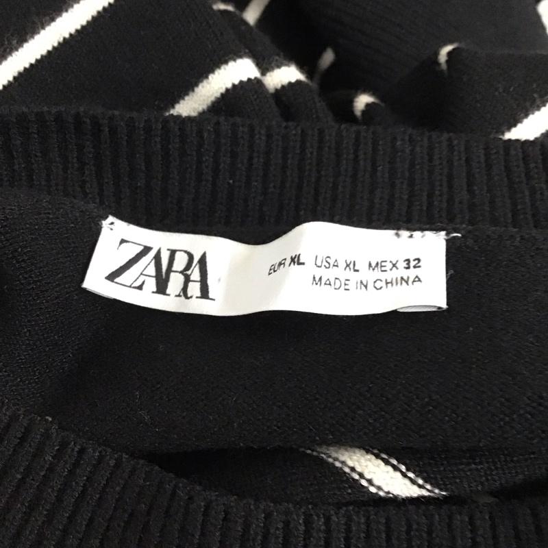 ザラ ZARA ワンピース ロングスカート 5536 165 105 ニットワンピース 長袖 XL ボーダー柄 黒 / ブラック / X 白 / ホワイト /  レディース USED 古着 中古 10122117