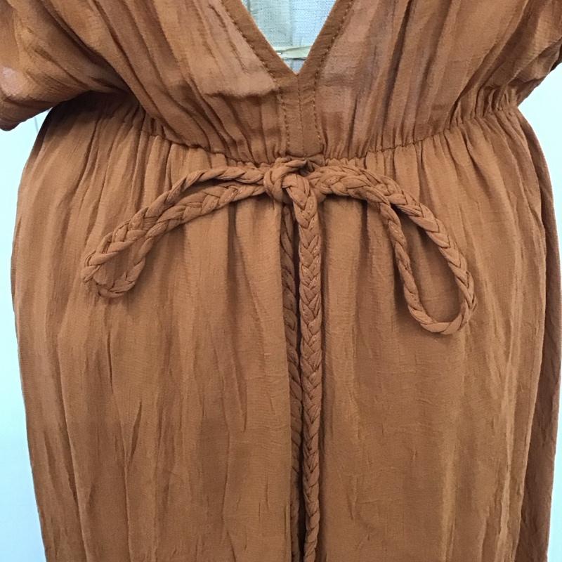 ザラ ZARA ワンピース ロングスカート 9878 222 732 Vネック S 無地 茶 / ブラウン /  レディース USED 古着 中古 10109491