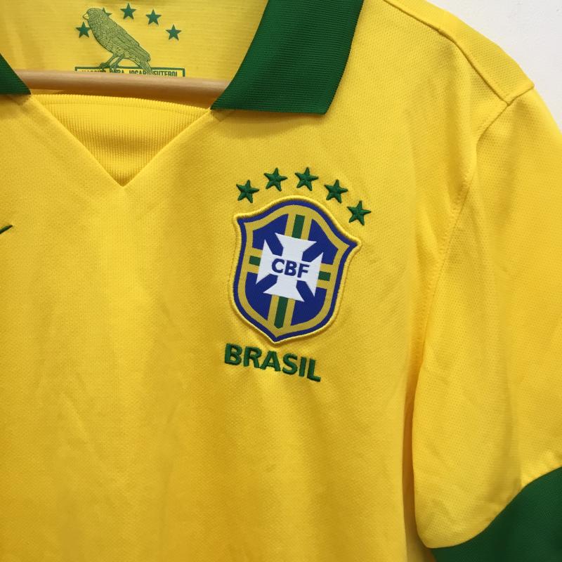 ナイキ NIKE カットソー 半袖 NIKE ブラジル代表2013レプリカユニフォーム　518730-703 S ロゴ、文字 黄 / イエロー / X 緑 / グリーン /  メンズ USED 古着 中古 10128208