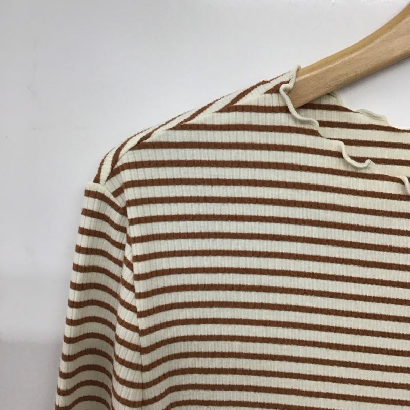 ローリーズファーム LOWRYS FARM カットソー 長袖 長袖カットソー ボーダープリントカットソー FREE ボーダー柄 白 / ホワイト / X 茶 / ブラウン /  レディース USED 古着 中古 10142692