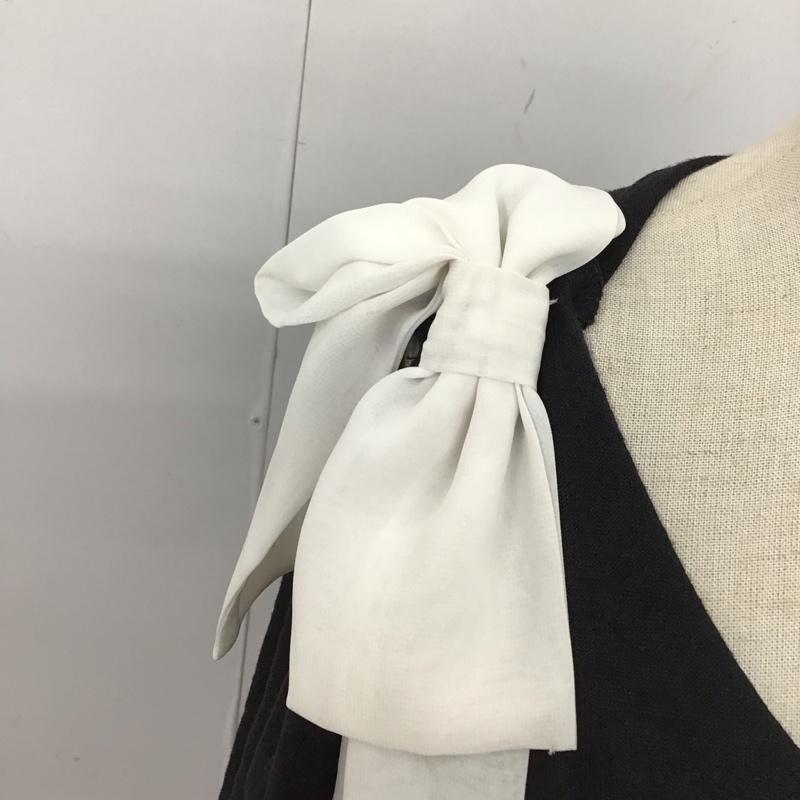 セシルマクビー CECIL McBEE ワンピース ひざ丈スカート 14AT59 ノースリーブ M ボーダー柄 黒 / ブラック / X 白 / ホワイト /  レディース USED 古着 中古 10117377